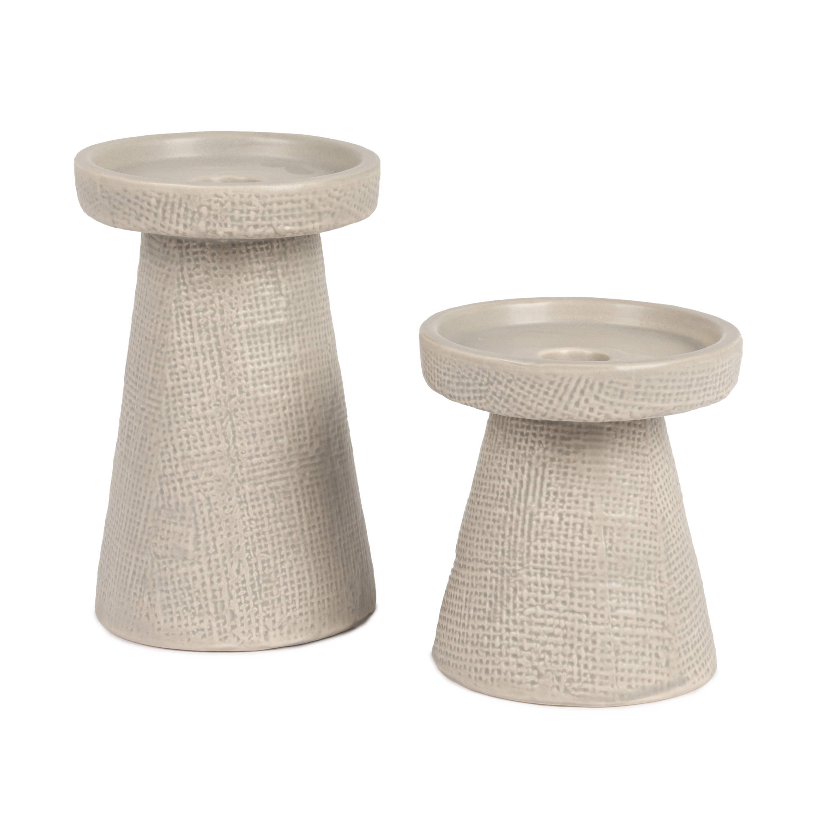 Luca Stoneware Candle Holder Set - Gray