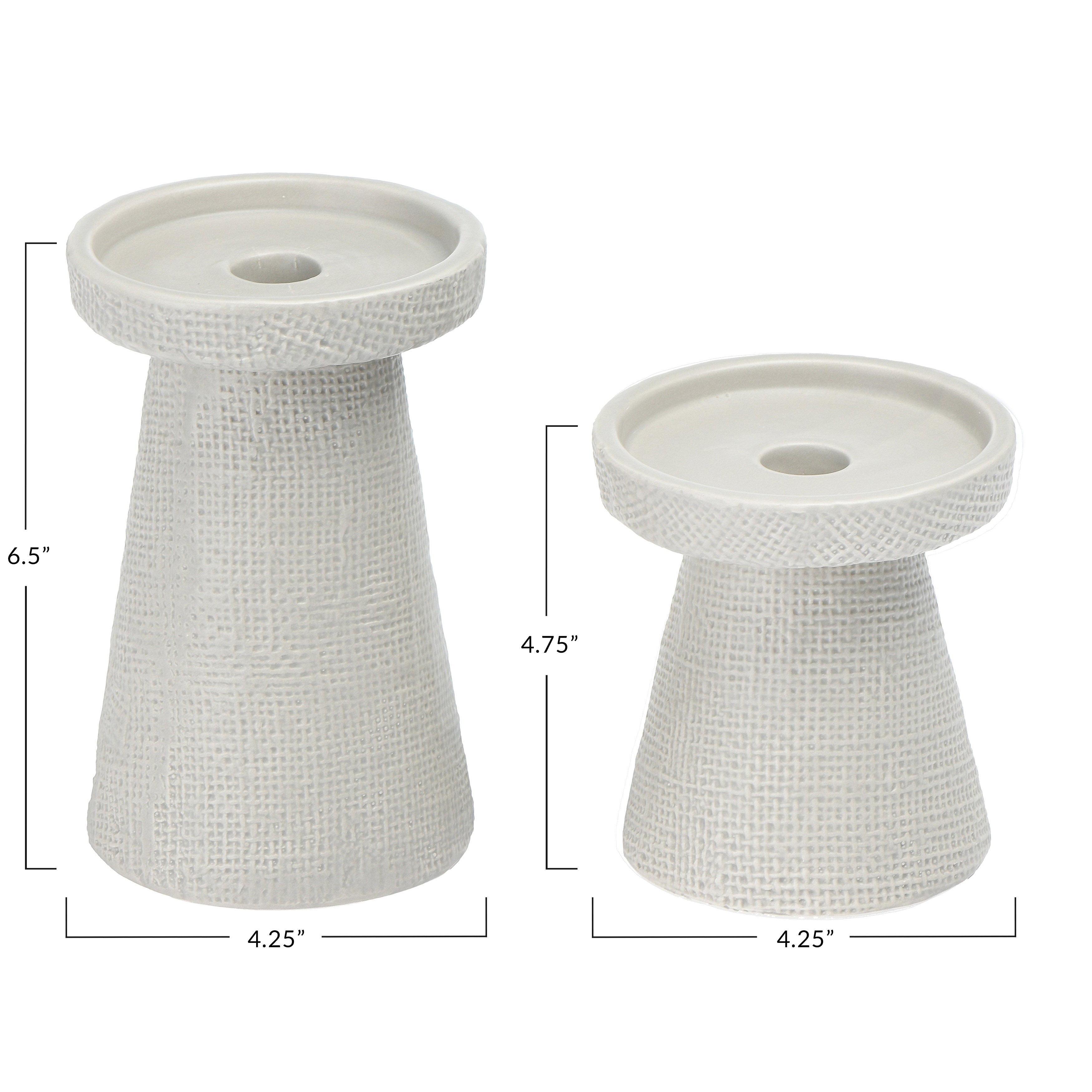 Luca Stoneware Candle Holder Set - Gray
