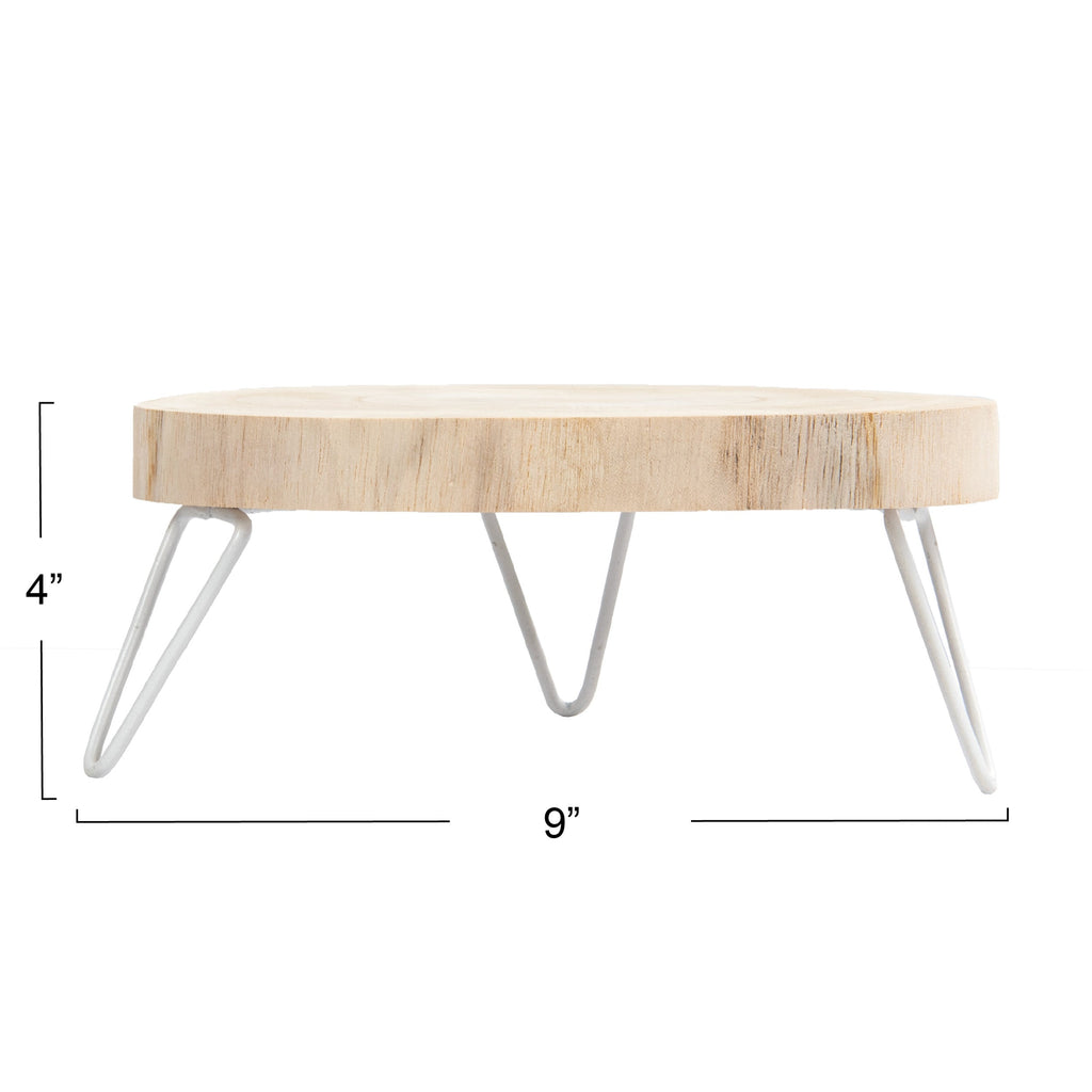 Paulownia Round Wood Pedestal - Light Wash