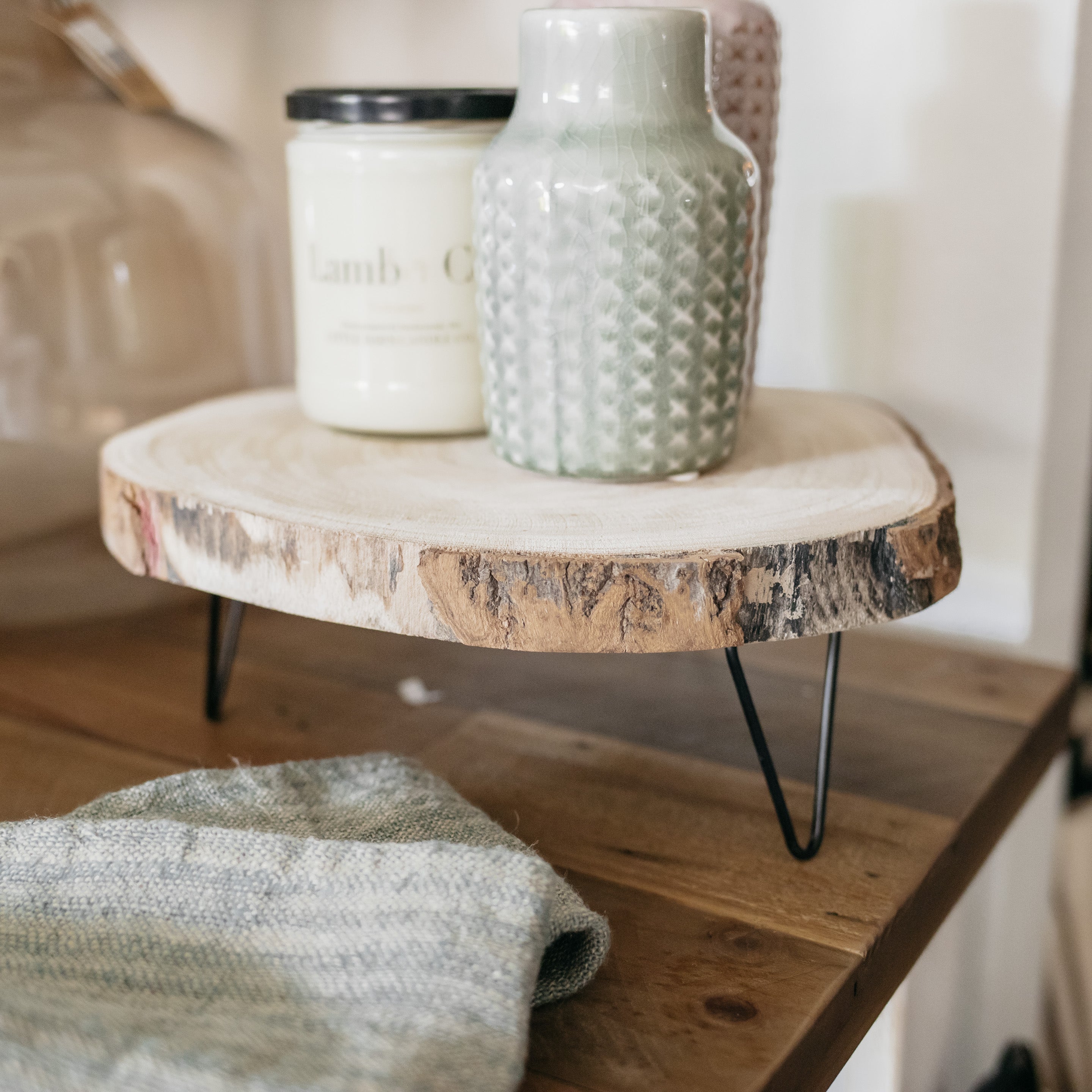 Paulownia Round Wood Pedestals - Rustic