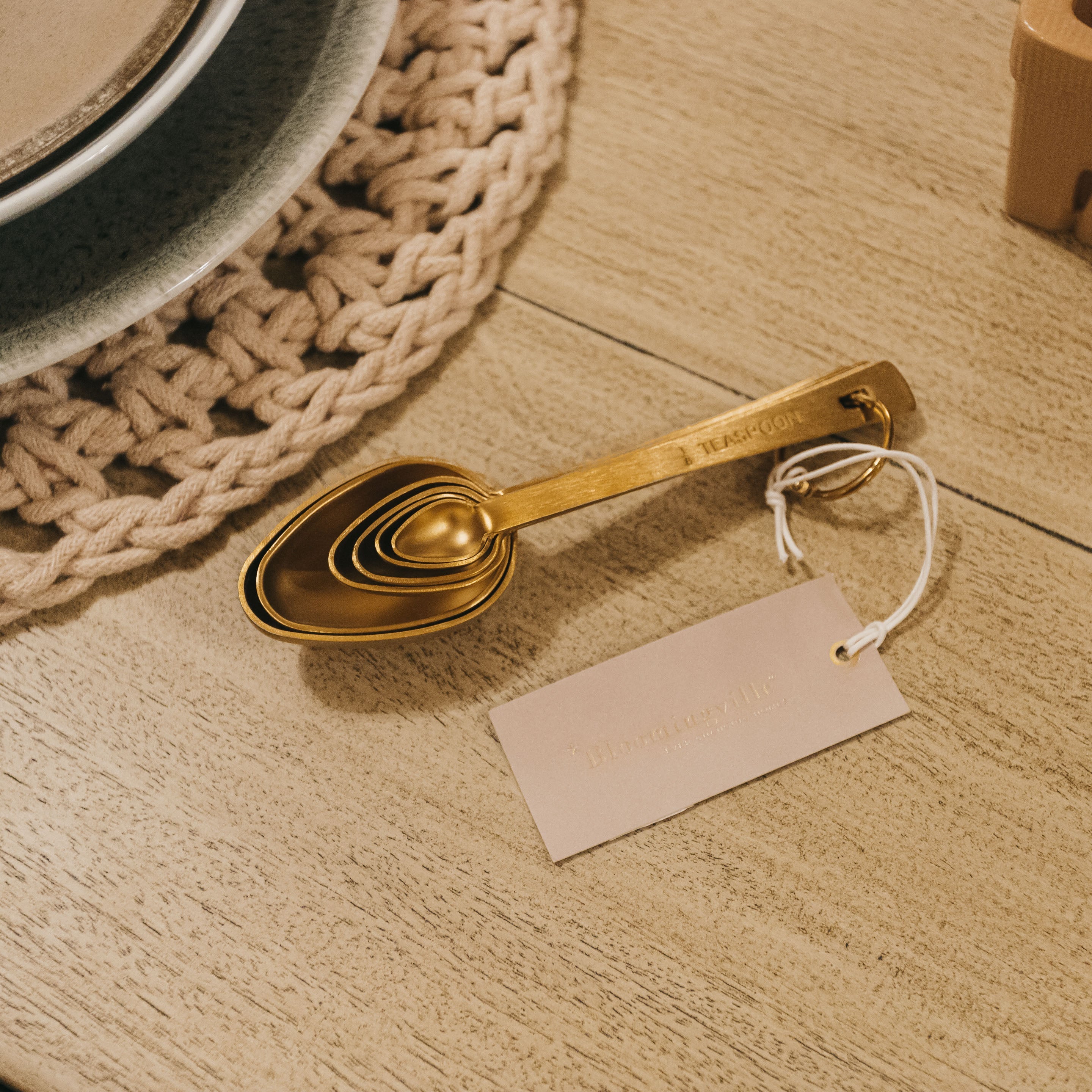 Stainless Steel Measuring Spoons-Set of 6, Gold Finish