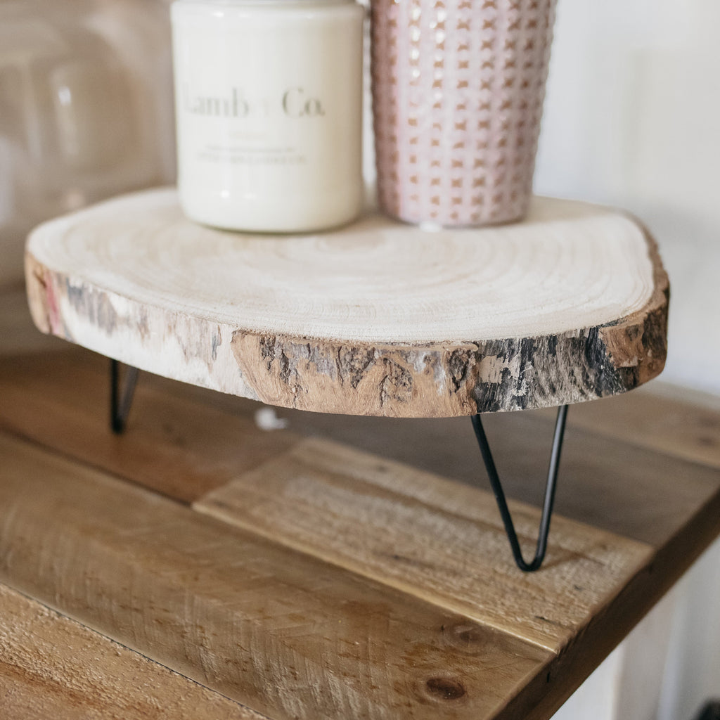 Paulownia Round Wood Pedestals - Rustic