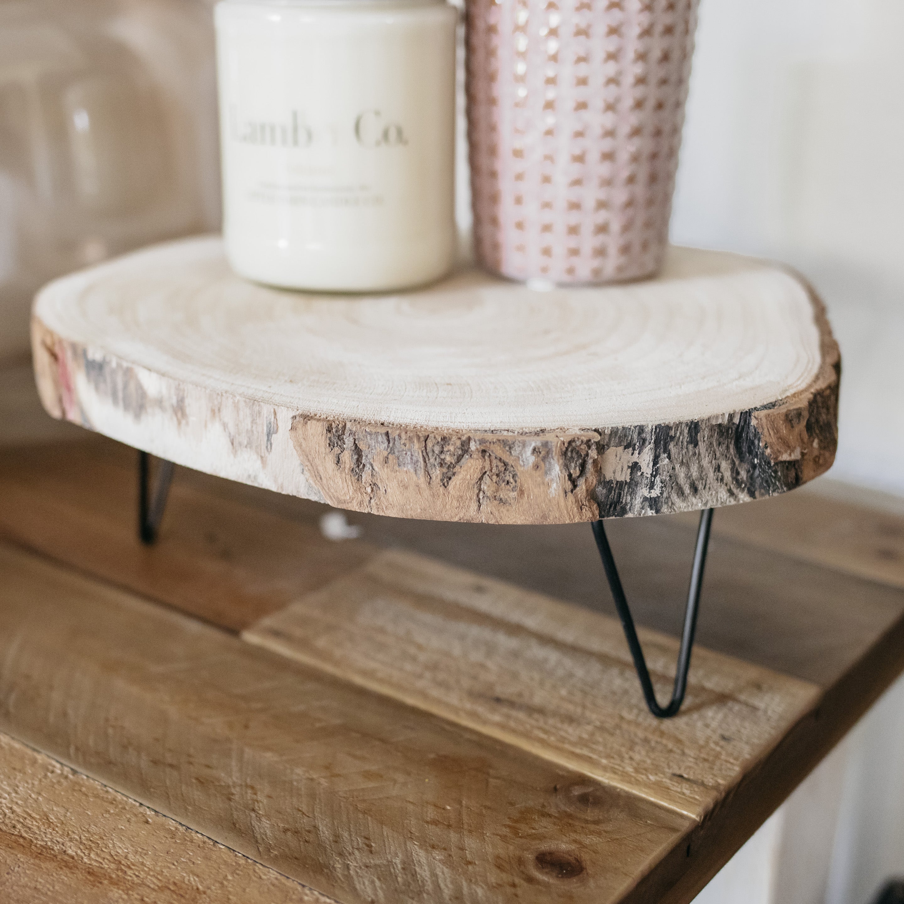Paulownia Round Wood Pedestals - Rustic
