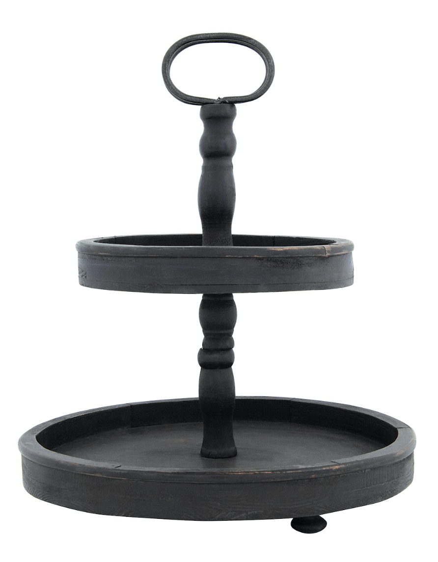 Antique Fir Tiered Tray - Black