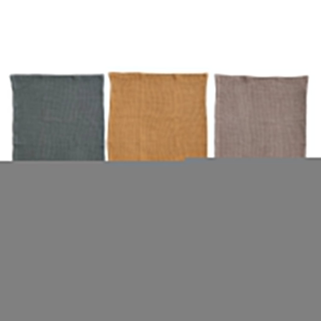 Set of 3 Waffle Weave Towels w/ Mango Wood Cutting Board